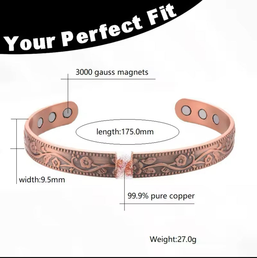 Bracelete De Cobre Floral - JHR COMPANY LTDA